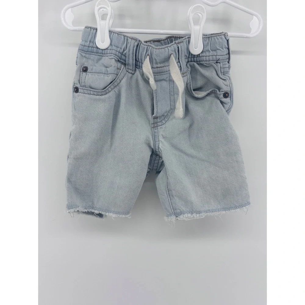 GAP Denim Toddler Boys Light Wash Frayed Hem Elastic‎ Waist Shorts 4 Years